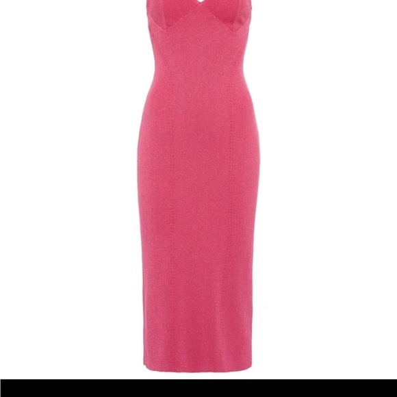 STAUD
Quartz Lurex Midi Dress XS Pink Bodycon MIDI NYE DRESS - Picture 2 of 6